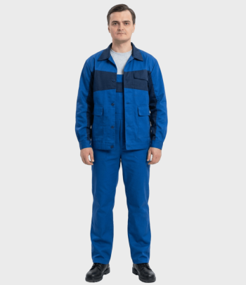 Костюм мужской РИТМ® васильковый с темно-синим (куртка с полукомбинезоном) Москва
